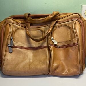 Heritage Briefcase/Laptop Bag leather VTG overnight bag many!! pockets read Desc